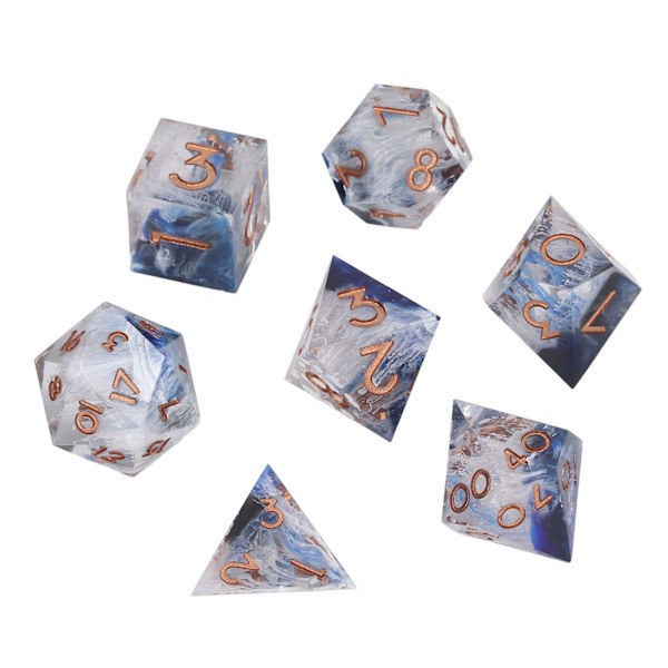 7 st Resin Tärningsset Transparent Polyhedron Clear Number Välbalanserad bärbar tärningssats för bordsspel