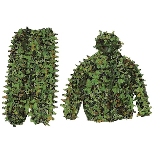 Green Wild Camouflage Ghillie Suit 3D Leaf jakker og bukser Sæt Tøj til jagt