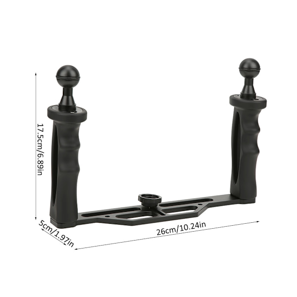 Aluminiumlegering Dobbelt håndholdt håndtak Dykking Lommelyktfeste Undervannssport Kamera Holder Stabilisator