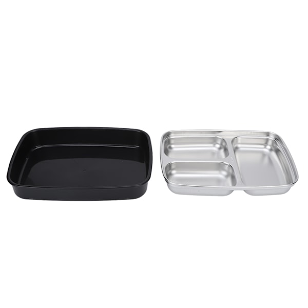 Värmeisolering Bento Lunchbox 3 galler Läcksäker 304 Rostfritt stål Bento Lunchbox för elever Skolkontor Svart
