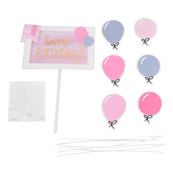 2 stk. Bursdagskake Pynt Jente Bursdagsfest Kake Bokstav Kort Papir Pynt Rosa