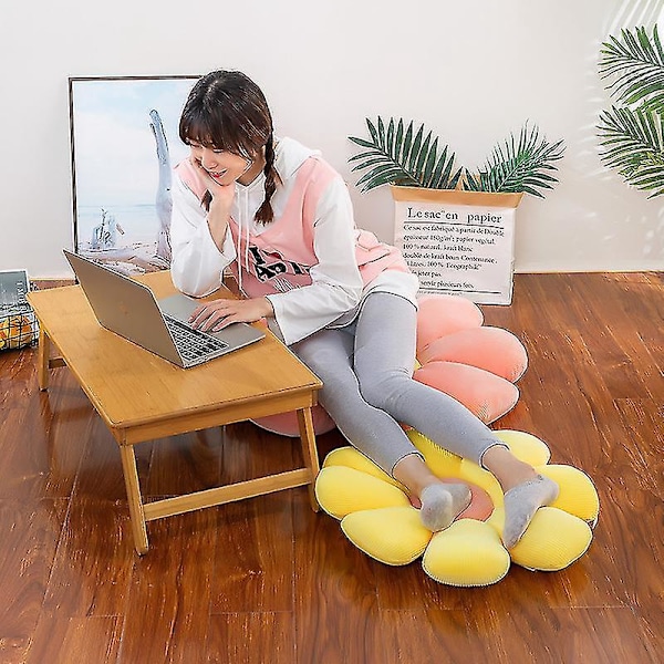 Plush Blomster Pleddkast Cartoon Pute Hjemmedekor Sofa Soverom Myk Stol Rosa 70x70cm