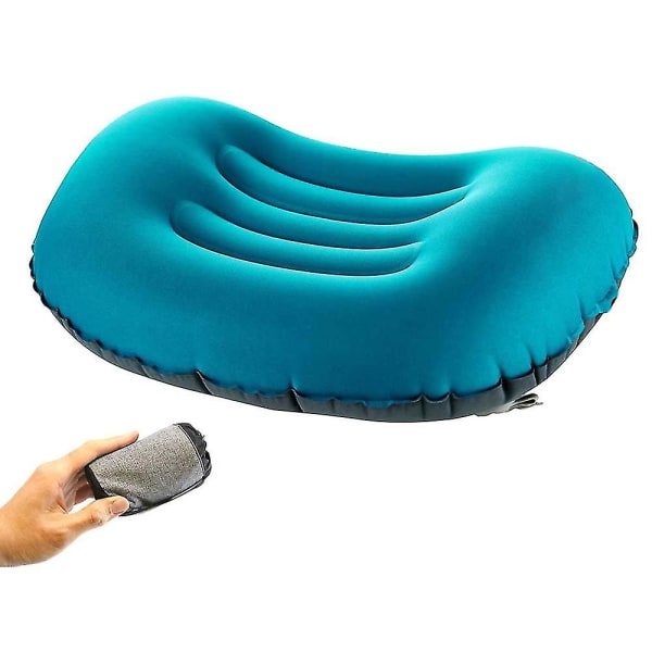 Ultralätt uppblåsbar campingkudde - komprimerbar, kompakt, bekväma, ergonomiska uppblåsningskuddar för nacke- och svankstöd under lägret, hej