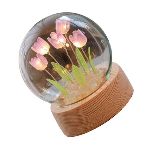 Blomstenattlys Tulipan Nattlampe Hjeminnredning Nattlys Sengelampe for kontor Lilla