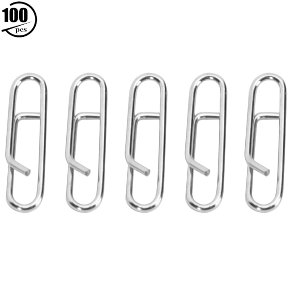 100 st Rostfritt Stål Oval Säkerhetsnål Kraftfull Snabblänk Clip Fiskeutrustning Interlock TillbehörL