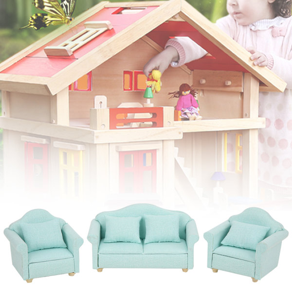 3 stk 1:12 Mini Dukkehustrukket Sofa Pute Sett Tilbehør Rommøbler ToyMatcha Farge