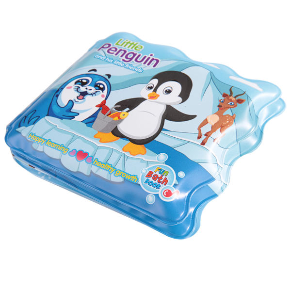 Babybad, plastbok, tårsäker spädbarnsduschleksak, leksaker för tidig utbildning för badtid (pingvin)