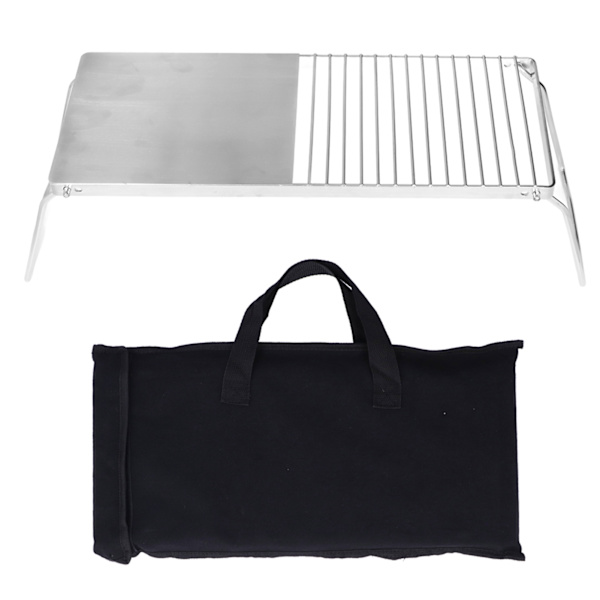 Grillstativ Multifunksjonelt sammenleggbart rustfritt stål utendørs kjøkkenstativ for BBQ Grilling Campingtur Reise