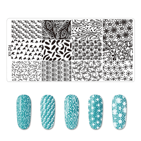 Rustfrit stål rektangel neglekunst stempleplade DIY manicure udskrivning billede skabelon z24#