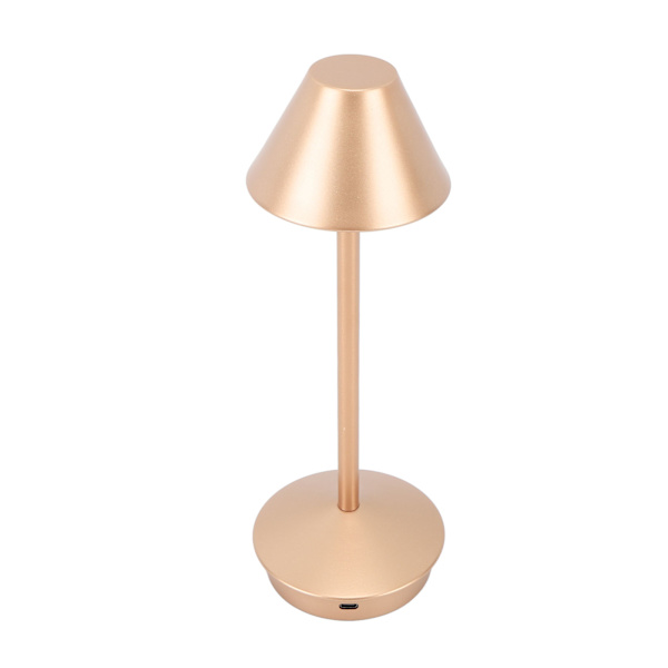 Trådløs bordlampe Modern Style Iron Art 3 Farger Trinnløs dimmer Bærbar LED-bordlampe med berøringskontroll Rose Gold