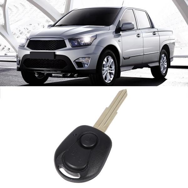 2-knappar svart fjärrnyckelhölje passar för Ssangyong Actyon Kyron Rexton