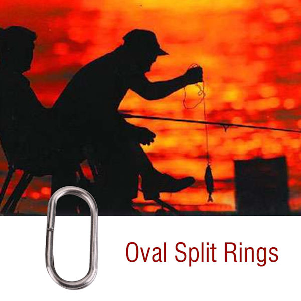 100 stk rustfritt stål ovale splittringer Svingbar Snap fiskeutstyrkontakt (10x19mm)