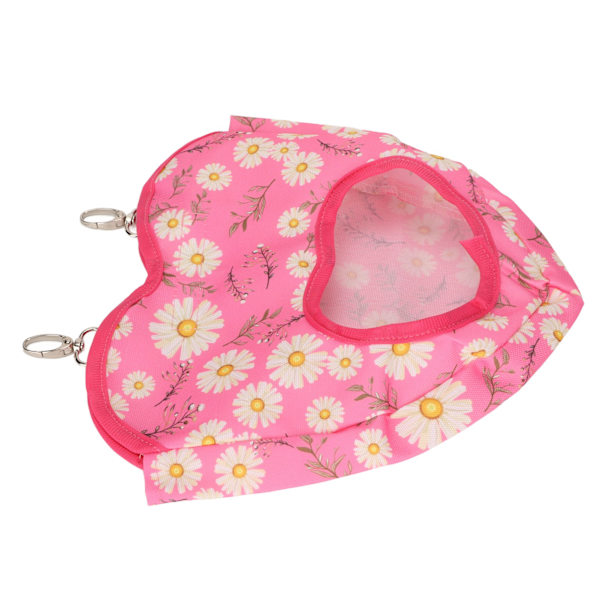 Kaninfoderpåse Hängningstyp Stor kapacitet Daisy Pattern Rosa hjärtformad utloppsmatarpåse för smådjur