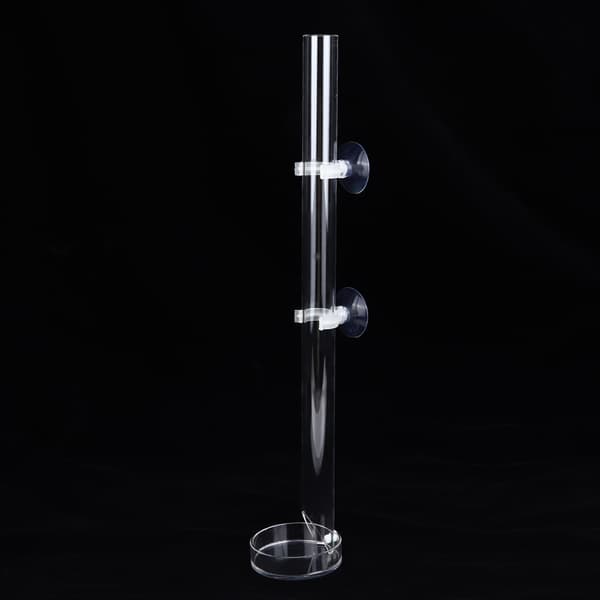 Transparent akvariefoderrør i akryl med bakke - holdbar fodringsrør til akvarier (32 cm)