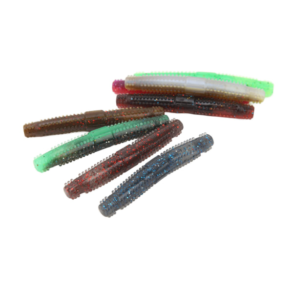 16 ST Mjukt maskbete Inbyggt glasrör Återanvändbart 7 cm TPR Worm Fishing Lure Kit för fiske