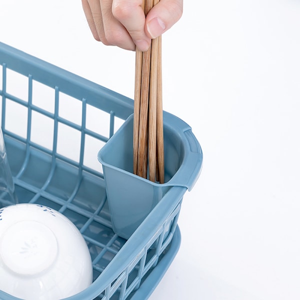 Oppvaskstativ Rask drenering Avtakbar bunn Dreneringsbrett Design Sterk plast Oppvaskstativ for spisepinner Spisepinner Blå