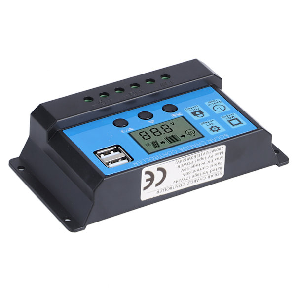 60A Solar Charge Controller med Dual USB Port 5V Auto PWM LCD Display Solpanel Batteriregulator