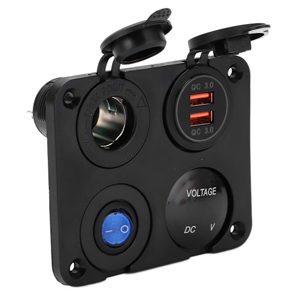 Auton USB-laturi 4 reikää, vedenpitävä muotoilu, älykäs ohjaus, kaksiporttinen auton virtapistoke autoille ja moottoripyörille