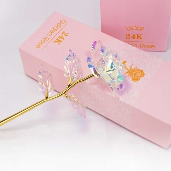 24 karat guldpläterad diamantros 24k ros i presentask guld[LD]