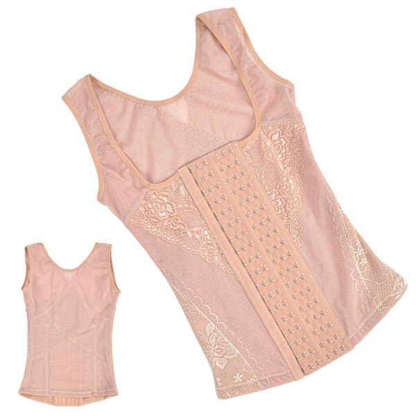 Kvinders Midje Træningskorset Vægttab Mavekontrol Vest Body Shaper Cincher Linned Hudfarve M
