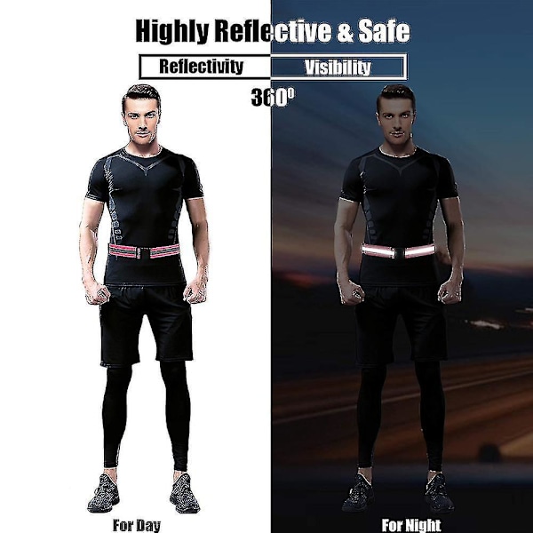 Reflekterande Glow Belt Säkerhetsutrustning för Löpning, Cykling, Promenader - Rosa (2-pack)