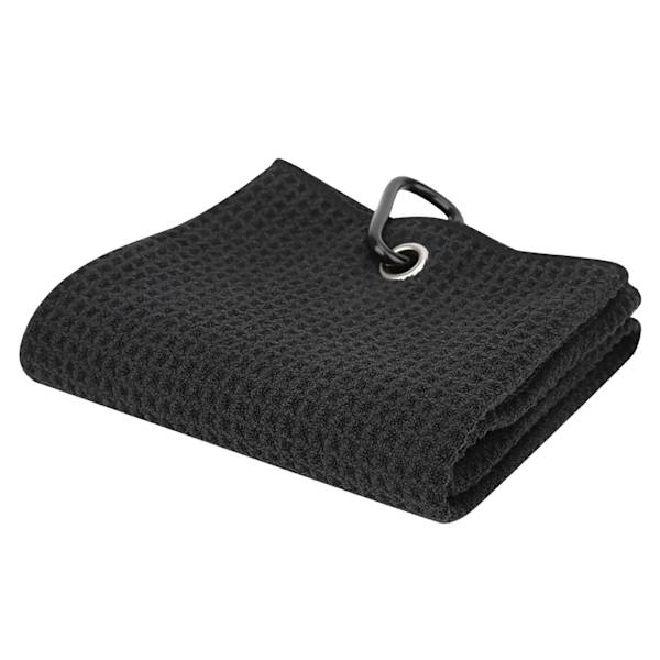 Golfhandduk Waffle Design Sporting Torka Svettabsorption Rengöring Ren bomullsrem KrokSvart