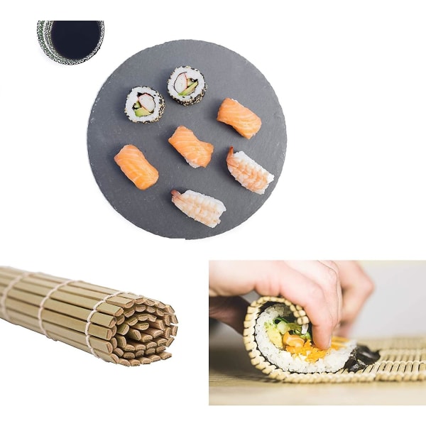 Sushi Rolling Kit 4 stk Sushi Maker - 2 X Sushi rullematter, 1 X rispadle, 1 X risspreder - egnet for nybegynnere og erfarne