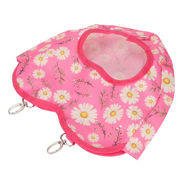Kaninfoderpåse Hängningstyp Stor kapacitet Daisy Pattern Rosa hjärtformad utloppsmatarpåse för smådjur