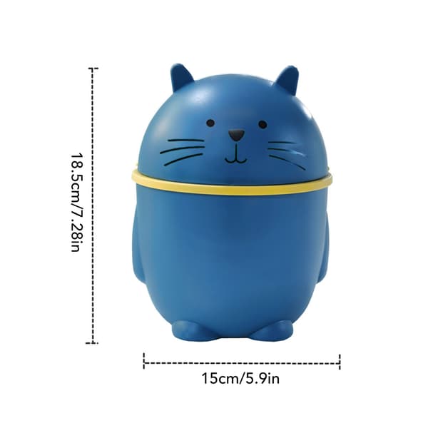 Desktop Trash Can with Lid Plastic Cute Multifunctional Mini Trash Can for Home Office Countertop Blue