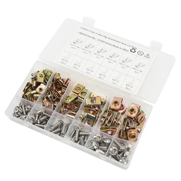 130 stk U-formet mutterclipskrussett Bilmutterfestere Clips U-formet monteringsholderclips