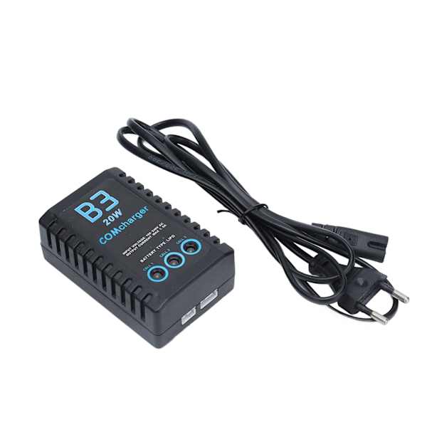 Batteribalansladdare för 2‑3S polymermodell flygplanslitiumbatteri 7,4V/11,1V 20W 1,6A B3EU-kontakt 100‑240v