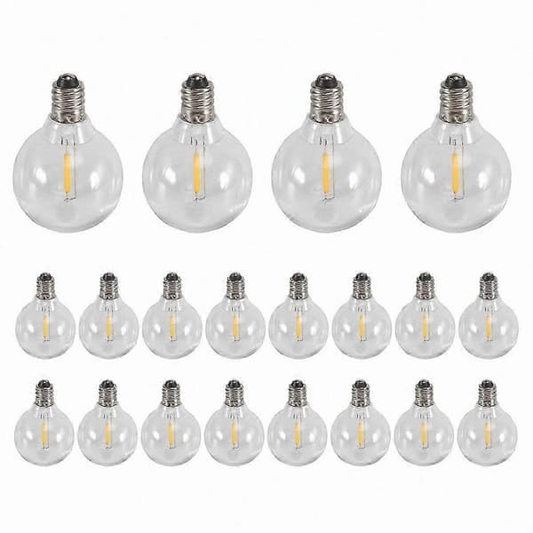 20 stk G40 LED-globepærer E12-sokkel bruddsikre for solcellelyslenker G40