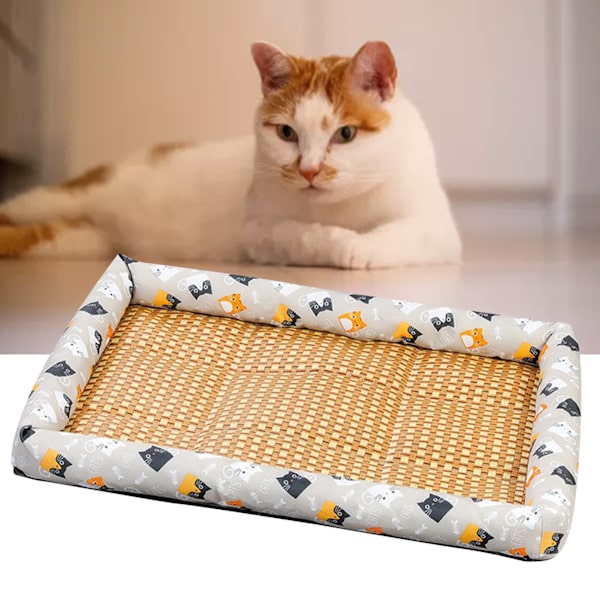 Husdjur Sommarmatta Vine Vävt Linne Uppfriskande Andas Mjuk Bekväm Hund Katt Kylsäng Grå 60x45cm/23,6x17,7in (Föreslagen 10 kg)