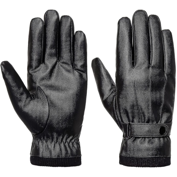 Vinterhandsker til mænd i imiteret læder berøringsskærm Casual udendørs handsker med blød varme termo