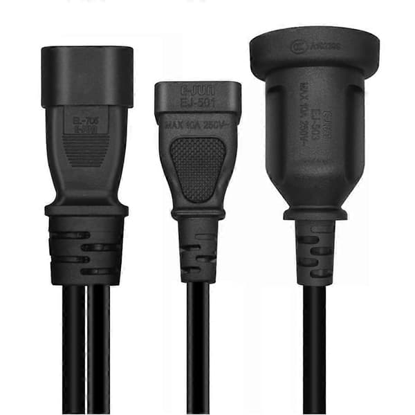 3-pin C14 til 1-15R+AU-pluggadapterkabel hann til hunn-omformer 10A