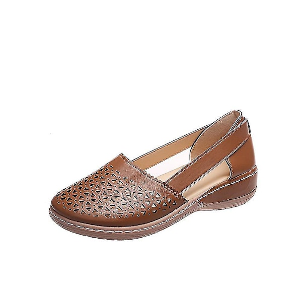 Bruna urholkade kilsandaler - Dam Casual Slip-On bekväma skor