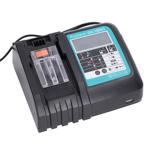 Litiumbatterilader til DC18RC 14,4V/18V Li-Ion batteri BL1860 BL1430-serien 100‑240V US-stik