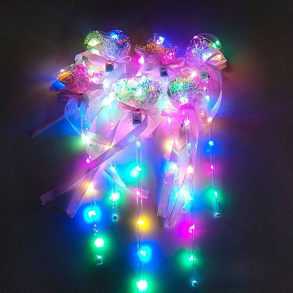 Børne LED Glow Wand Lys Op LED Fairy Stick Legetøj Prinsesse Wand Glow Sticks Fødselsdagsfest Favør Hjerteform