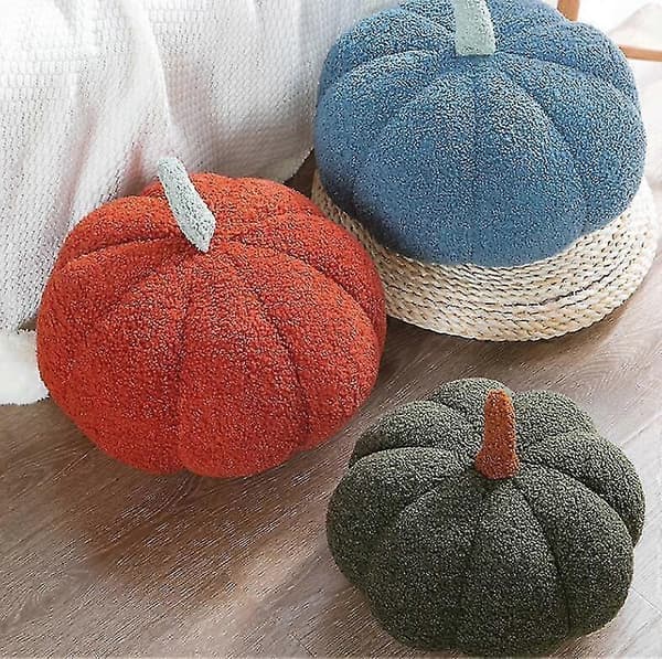 Kudde med 3D-bomullsfyllning och pumpa, heminredning _au Blue 28CM