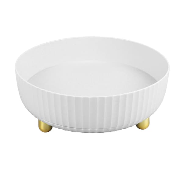 Rotatable Storage Tray Plastic Large Capacity Rotating Organizer Tray Desktop Rotatable Tray for Kitchen Living Room Bathroom White