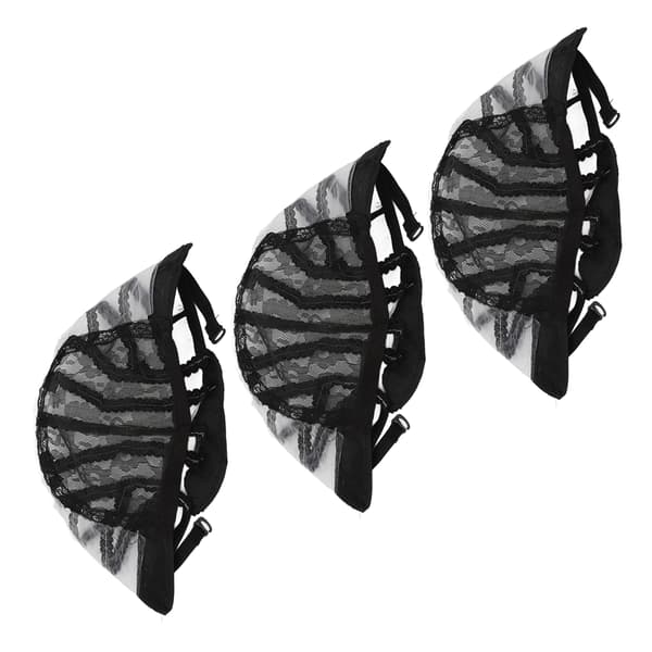 3-pack elastiskt peruknät slitstarkt svart nylon andningsbart töjbart löshårsskydd för cosplay-smink