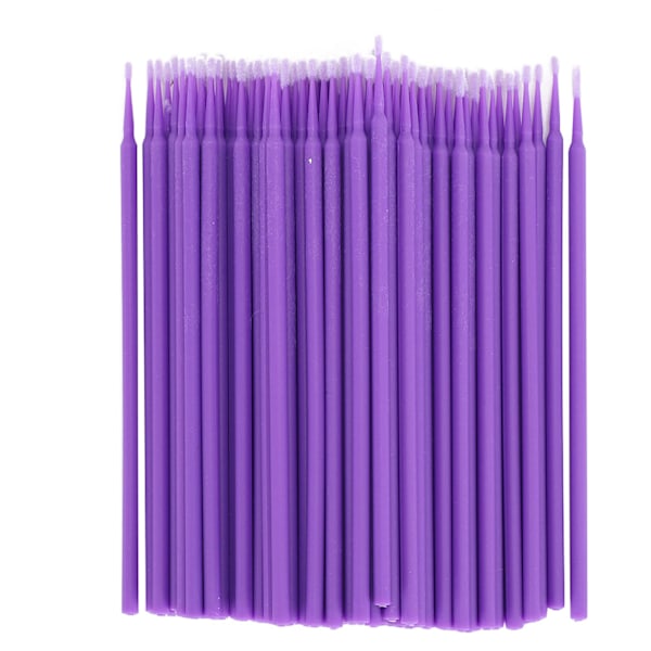 200 st ympad ögonfransspinne Bomullspinne Micro Applikatorer Makeup Brush Purple