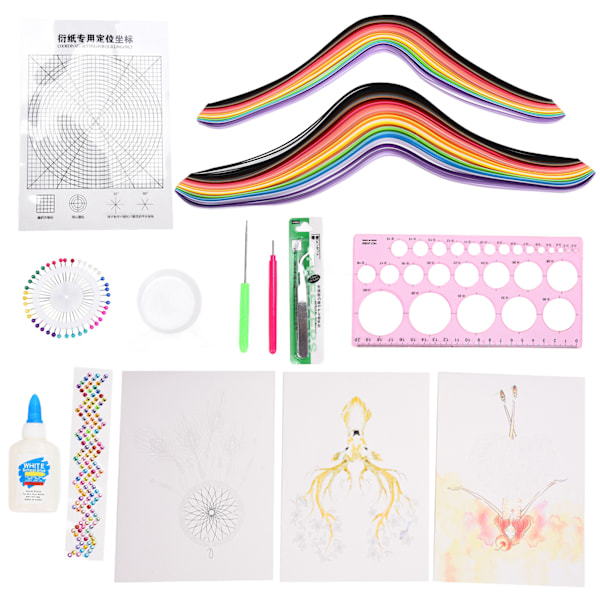 Quilling Tillbehör Hög Hårdhet DIY Produktion Roterande Papper Ljusa Färger Papper Quilling Set