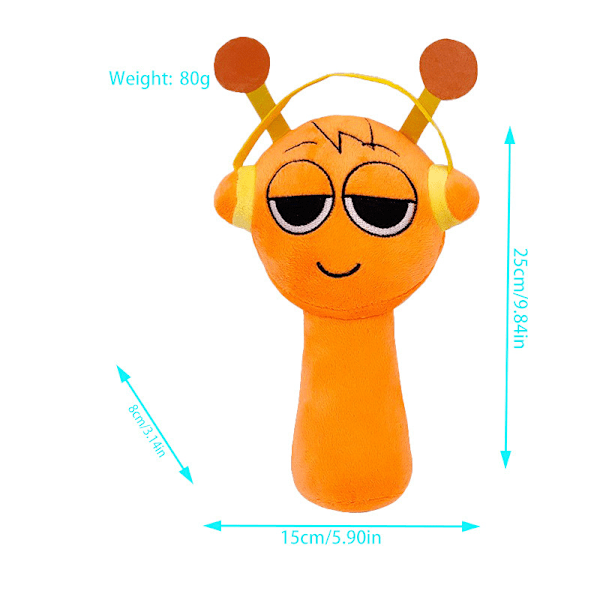 9,8 tum Orange Horror Game Sprunki Plysch Mjuk Fylld Kudde Dock
