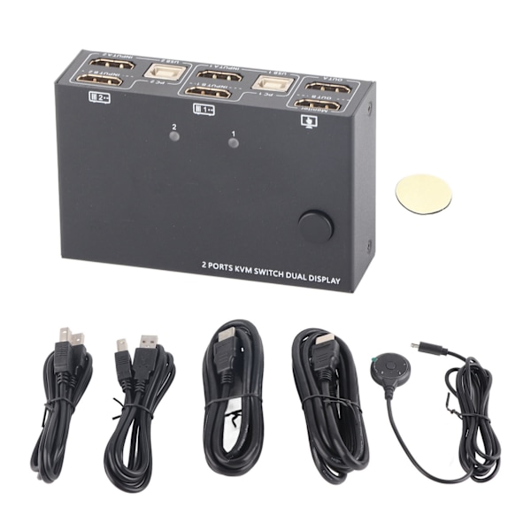 2-portars KVM-switch Dual Monitor HD Multimedia Interface 4K 30Hz för 2 datorer Dela USB-tangentbord Mus Monitor KVM Converter