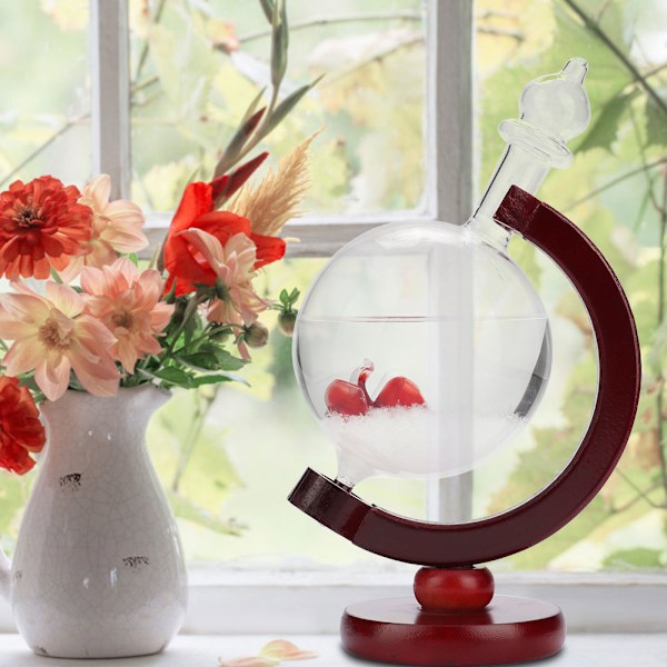 Vacker väderprognos Crystal Windstorm Glas Trä Bas Globe Form Skrivbordsrum