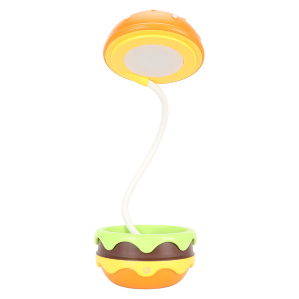 Børne Læselampe Hamburger Style Fleksibel Svanehals USB-opladning Blødt Varmt Lys Børne Skrivebordslampe til Hjemmet Skolekontoret