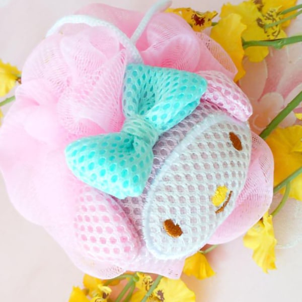 Badboll Söt Tecknad Dusch Puff Loofa Body Scrubber PE Verktyg för rengöring Badning Rosa kanin