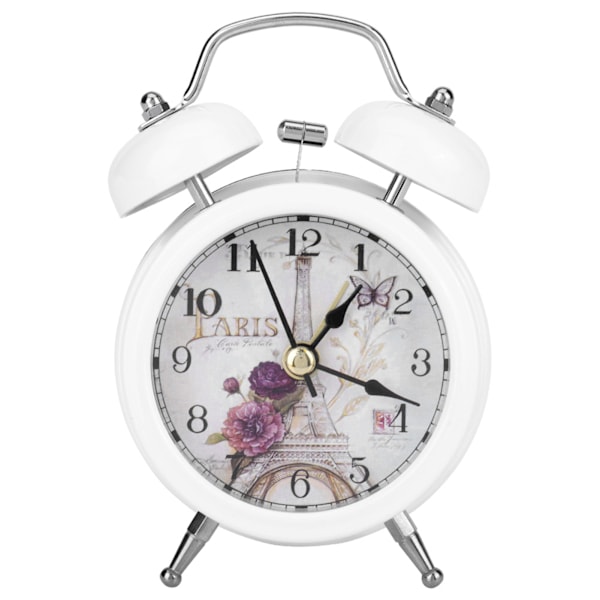Mini Metal Digital Alarm Clock Mute med lampor blinkande klocka för Sovrum Student Vit