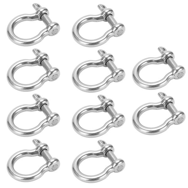 10 stk Bøjle Shackle D Ankerlast Rustfrit Stål UShape til Camping Vandreture Klatring M5